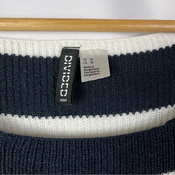 H&M Divided Navy Blue & White Stripe Knit Pullover Sweater M - Picture 4 of 4